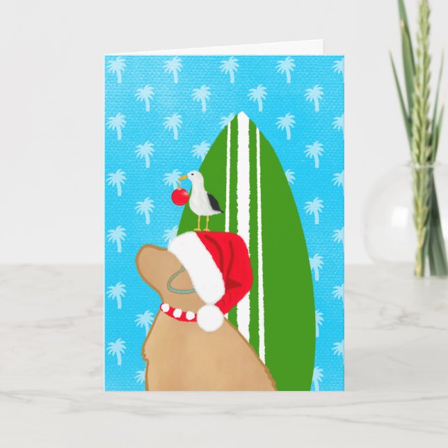 Tarjeta de Navidades de la gaviota Santa Golden Su (Anverso)