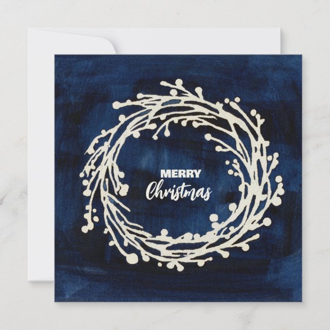 Tarjeta de Navidades de la guirnalda azul de la ma (Anverso)
