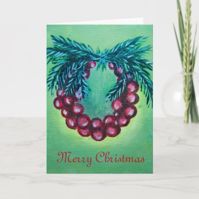 Tarjeta de Navidades de la guirnalda de vacaciones (Anverso)