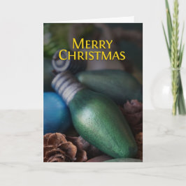 Tarjeta de Navidades de la lámpara de madera verde
