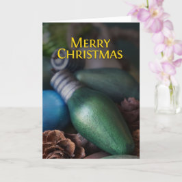Tarjeta de Navidades de la lámpara de madera verde