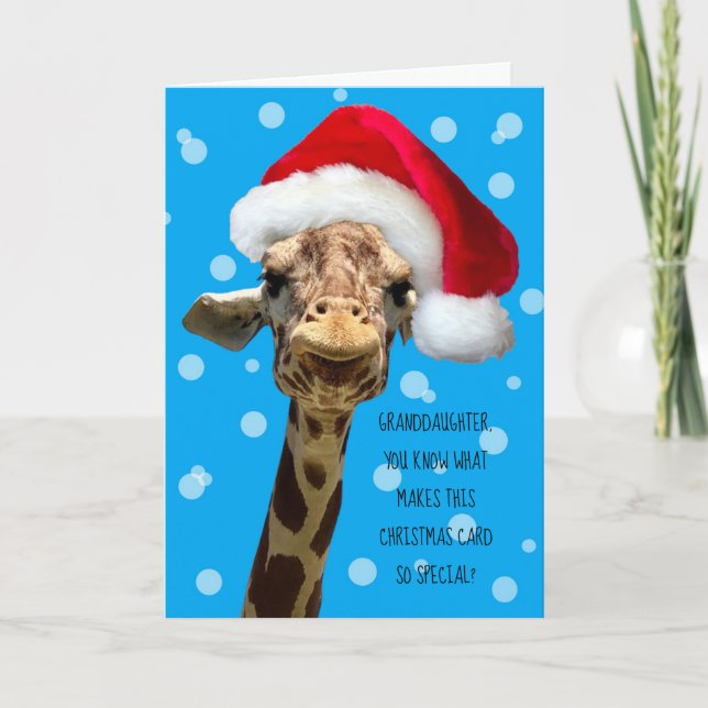 Tarjeta de Navidades de la nieta Giraffe (Anverso)