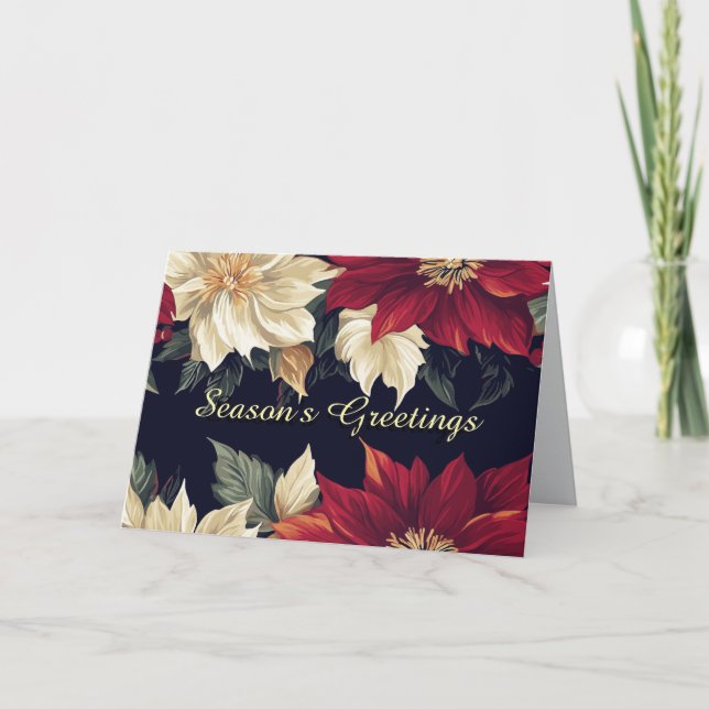 Tarjeta de Navidades de la poinsettia roja y blanc (Anverso)