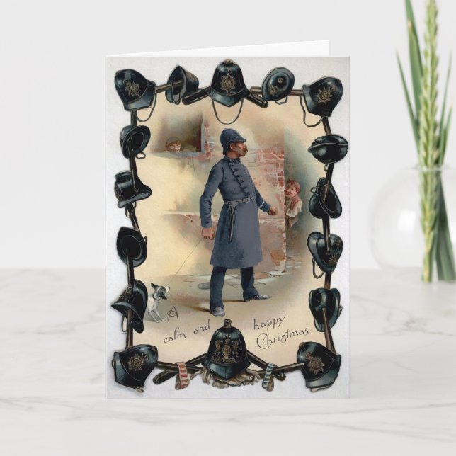 Tarjeta de Navidades de la policía victoriana vint (Anverso)