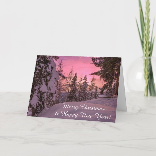 Tarjeta de navidades de la puesta de sol en Laponi (Anverso)