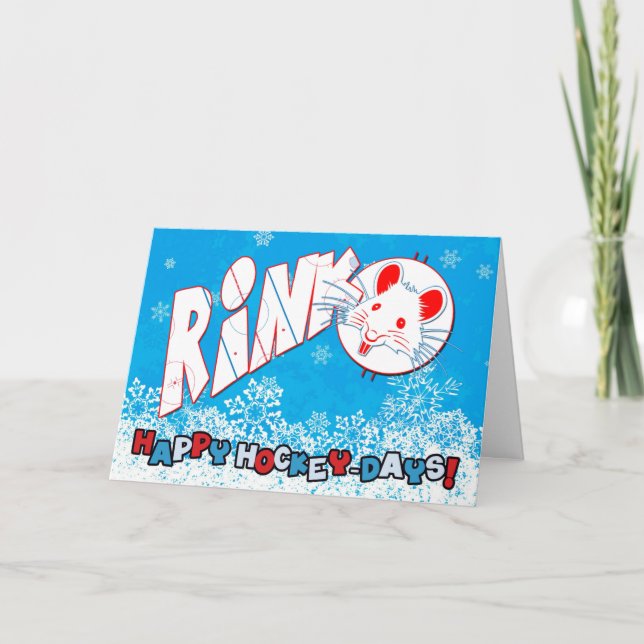 Tarjeta de Navidades de la rata de hockey (Anverso)