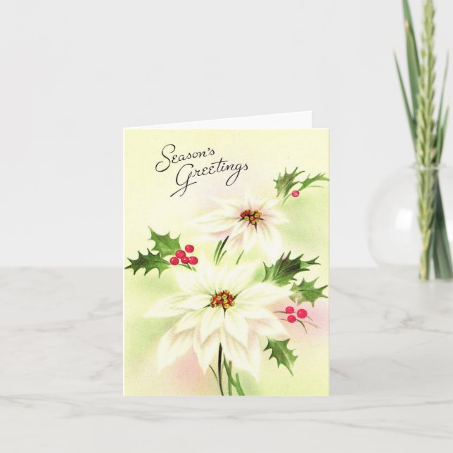 Tarjeta de Navidades de la vendimia de la poinsett (Anverso)