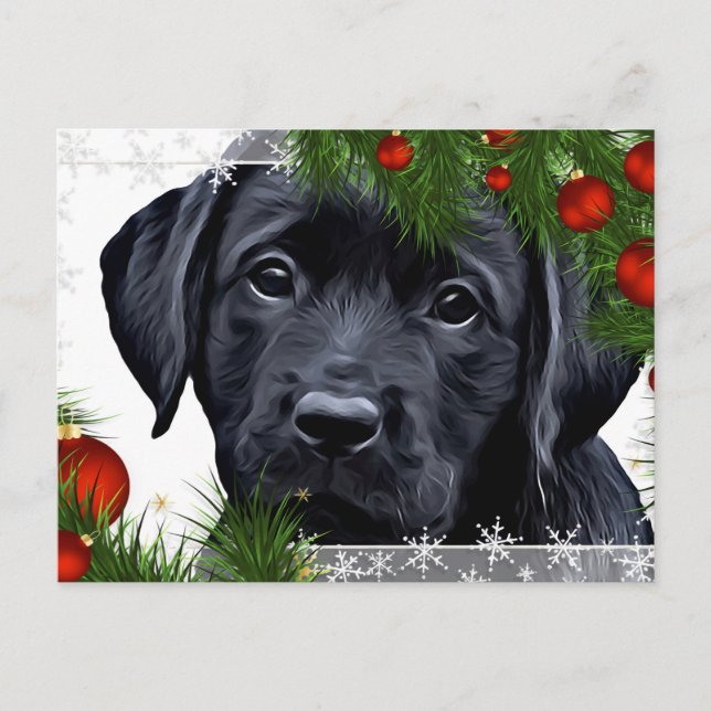 Tarjeta de Navidades de Laboratorio Negro - Perro  (Anverso)