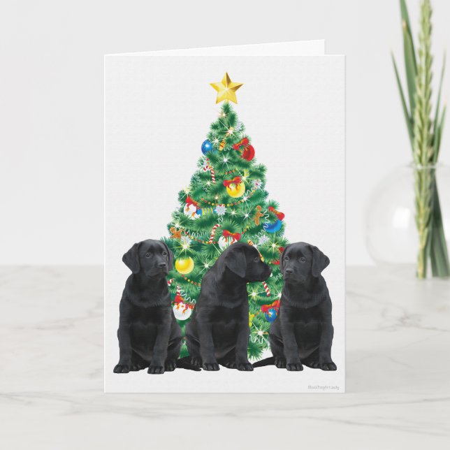 Tarjeta de Navidades de Labrador Negro (Anverso)