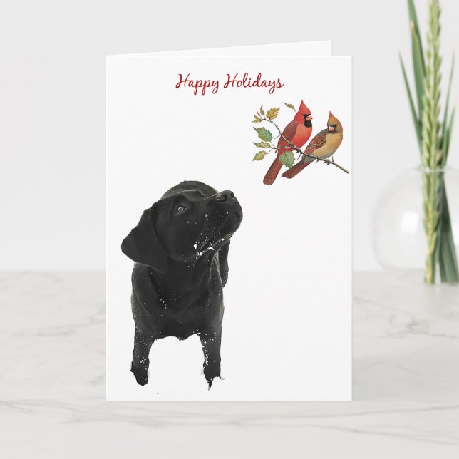 Tarjeta de Navidades de Labrador Negro (Anverso)