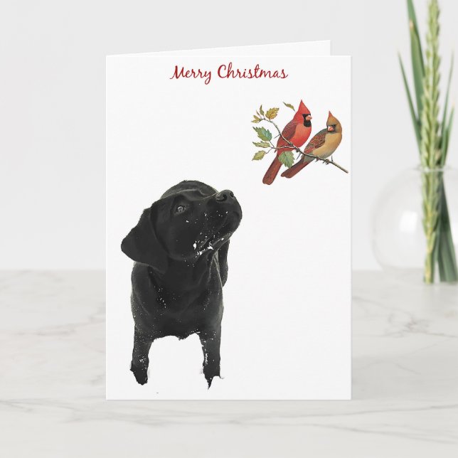 Tarjeta de Navidades de Labrador Negro (Anverso)