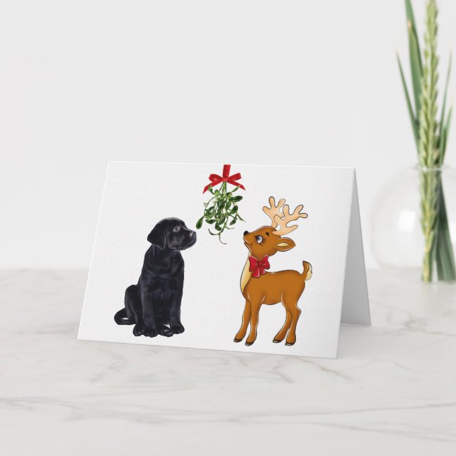 Tarjeta de Navidades de Labrador Negro (Anverso)