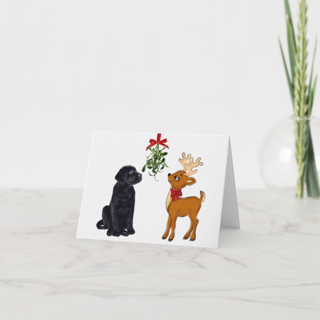 Tarjeta de Navidades de Labrador Negro (Anverso)