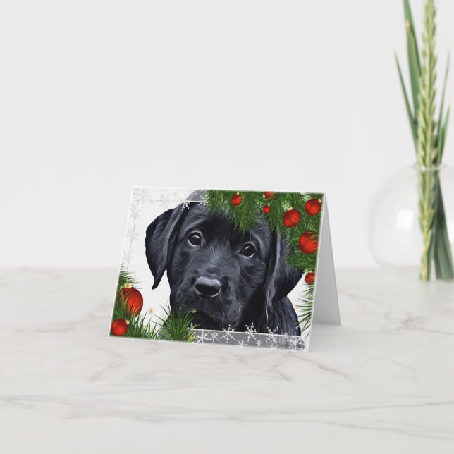 Tarjeta de Navidades de Labrador Negro (Anverso)