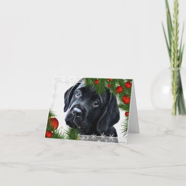Tarjeta de Navidades de Labrador Negro (Anverso)