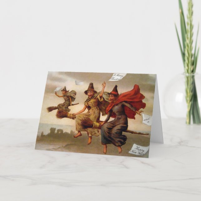 Tarjeta de Navidades de las brujas victorianas vin (Anverso)