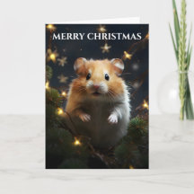 Tarjeta de Navidades de las Luces de Hamster y Nav