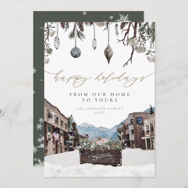 Tarjeta de Navidades de las Montañas de Winter Tel (Anverso / Reverso)