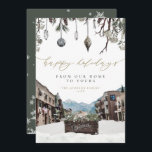 Tarjeta de Navidades de las Montañas de Winter Tel<br><div class="desc">Esta tarjeta de Navidades cuenta con una pintura acuarela de la calle principal de Telluride Colorado y fuentes minimalistas modernas con acogedores acentos de invierno. Cambia fácilmente parte de la redacción y agrega tu propia foto a la ranura para fotos abovedada de la parte trasera de la tarjeta para un...</div>