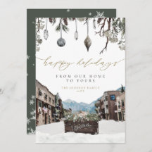 Tarjeta de Navidades de las Montañas de Winter Tel