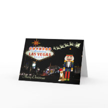 Tarjeta de Navidades de Las Vegas con petaca