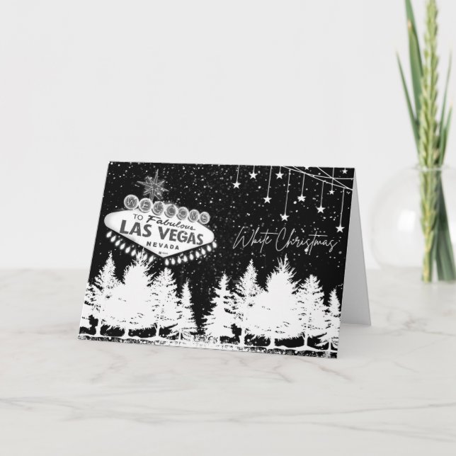 Tarjeta de Navidades de Las Vegas en blanco y negr (Anverso)