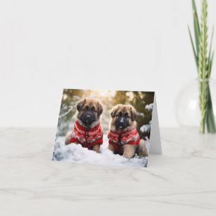 Tarjeta de Navidades de Leonberger Puppies