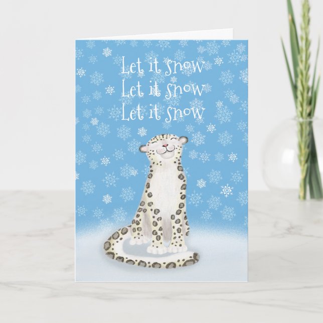 Tarjeta de Navidades de leopardo de las nieves ado (Anverso)