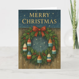 Tarjeta de Navidades de Lobster Buoy Wreath
