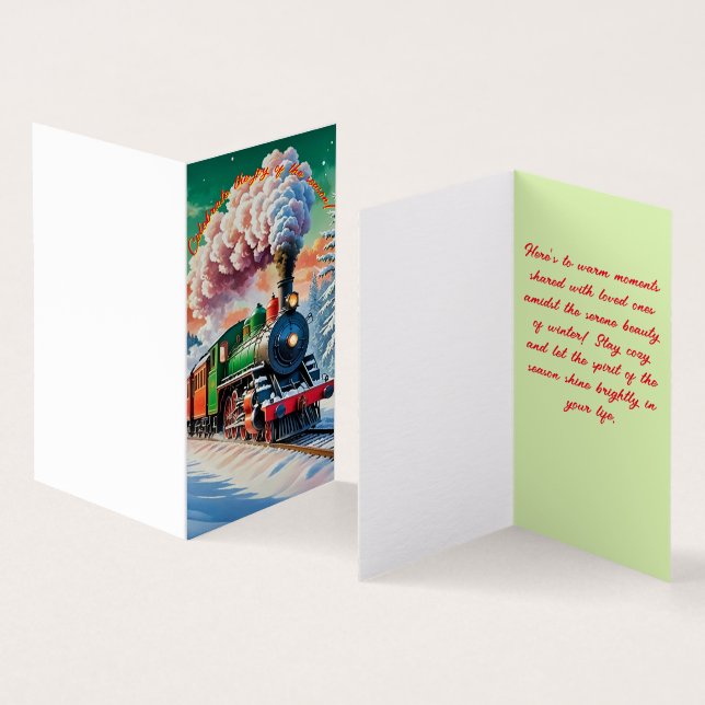 Tarjeta de Navidades de locomotoras de vapor clási (Interior y exterior)