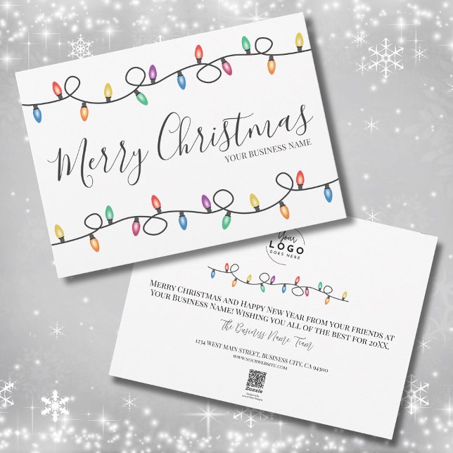 Tarjeta de Navidades de logotipos de empresas de v (Festive Holiday Business Logo Christmas Card)