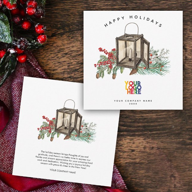 Tarjeta de Navidades de logotipos de empresas ruso (Rustic Corporate Business Logo Christmas Card)