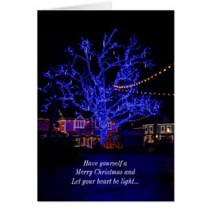 Tarjeta de Navidades de los árboles azules