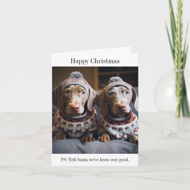Tarjeta de Navidades de los Cachorros de Weimarane (Anverso)