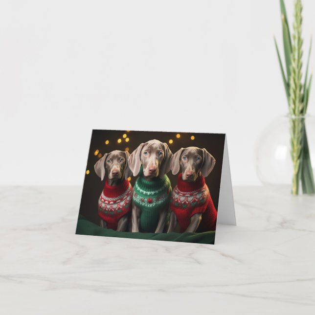 Tarjeta de Navidades de los Cachorros de Weimarane (Anverso)
