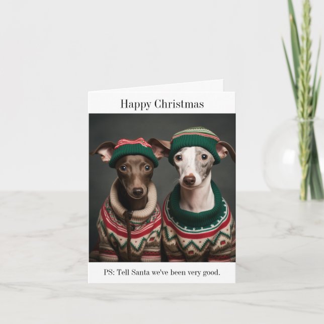 Tarjeta de Navidades de los cachorros griegos ital (Anverso)
