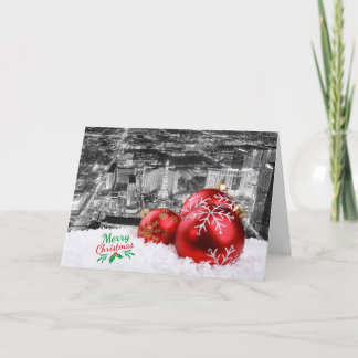 Tarjeta de Navidades de los Ornamentos Rojos de La