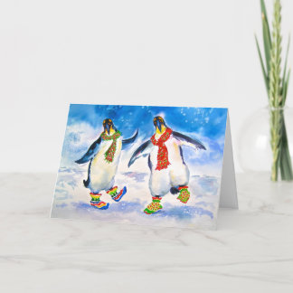 Tarjeta de Navidades de los pingüinos de Guay