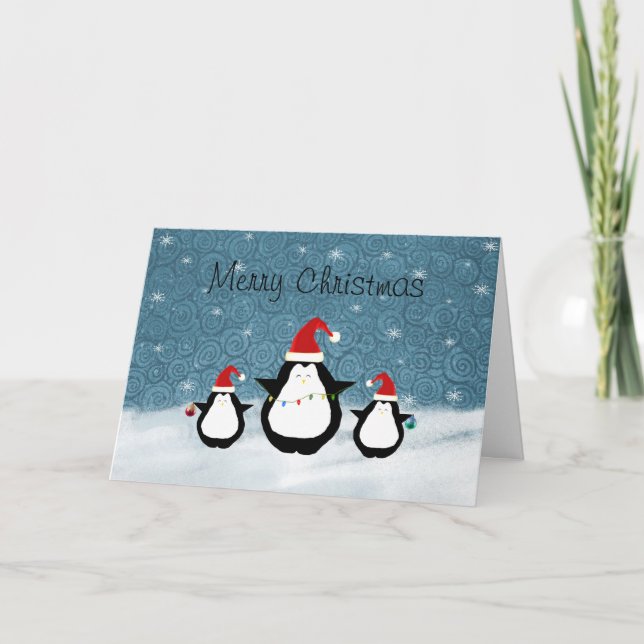 Tarjeta de Navidades de los Pingüinos navidades (Anverso)