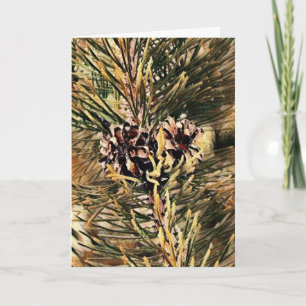 Tarjeta de Navidades de los tonos de pino pintado