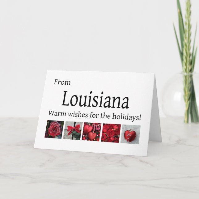 Tarjeta de Navidades de Luisiana con adornos (Anverso)
