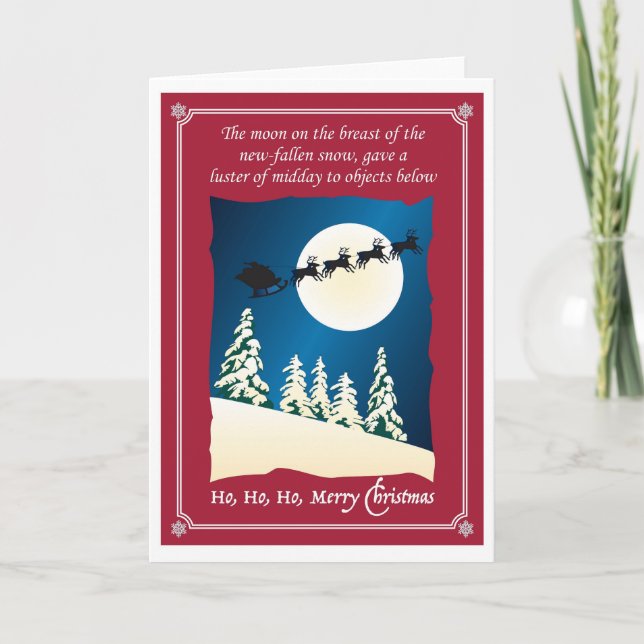 Tarjeta de Navidades de luna llena y Santa (Anverso)