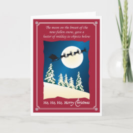 Tarjeta de Navidades de luna llena y Santa