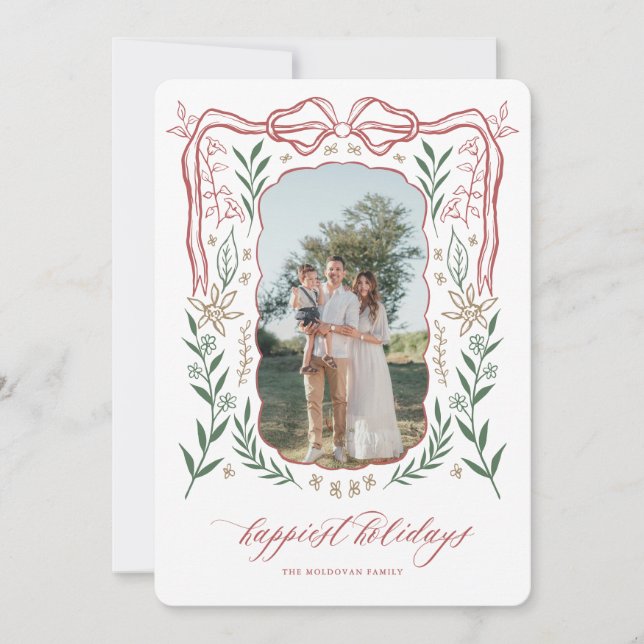 Tarjeta de Navidades de marco de cinta con barra (Anverso)