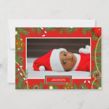 Tarjeta de Navidades de marco rojo con fotos de be