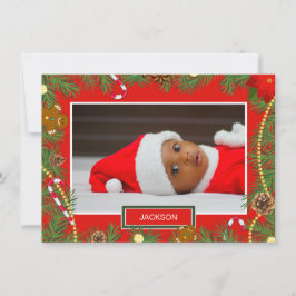 Tarjeta de Navidades de marco rojo con fotos de be