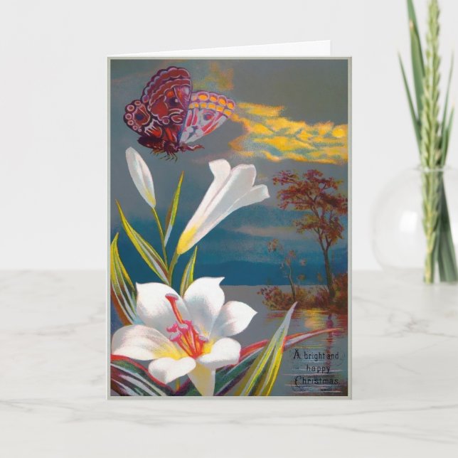 Tarjeta de Navidades de mariposas de Victoria (Anverso)