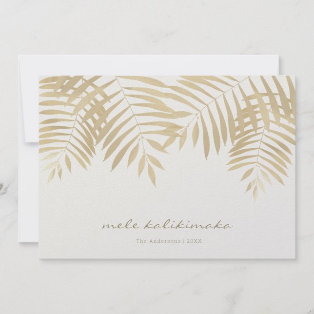 Tarjeta de Navidades de Mele Kalikimaka Gold Palm  (Anverso)