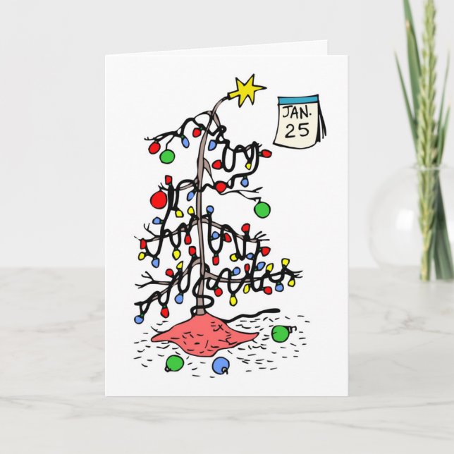 Tarjeta de Navidades de merry Belated (Anverso)