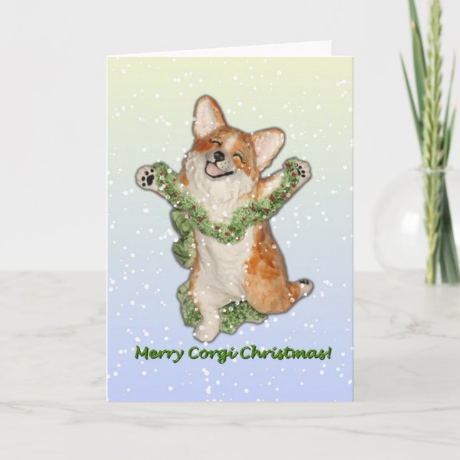Tarjeta de Navidades de Merry Corgi (Anverso)